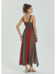 P V Neck Double Breasted Long Tile Dress 4559